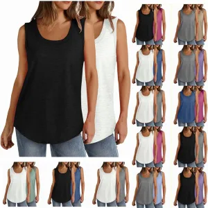 2 Pack Tank Tops for Women Summer Casual Sleveeless T Shirt Cozy Loose Crewneck Tanks 2025 Trendy Flowy Blouses