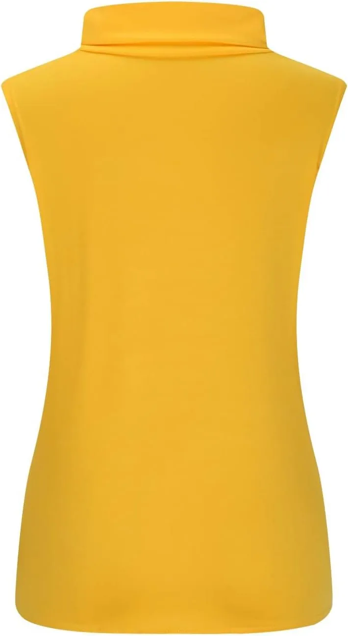 2025 Womens Sleeveless Turtleneck Tops Plus Size Mock High Neck Tank Tops Slim Fitted Undershirt Basic Layer Tees