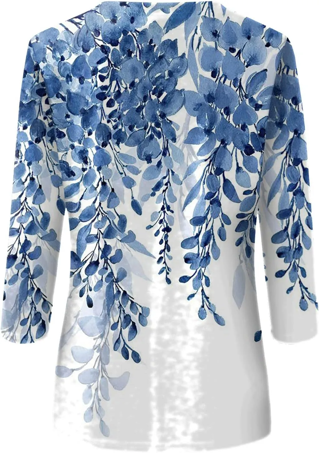 3/4 Length Sleeve Shirts for Women 2025 Casual Summer Blouses Crewneck Floral Printed Cute Loose Fit Tops