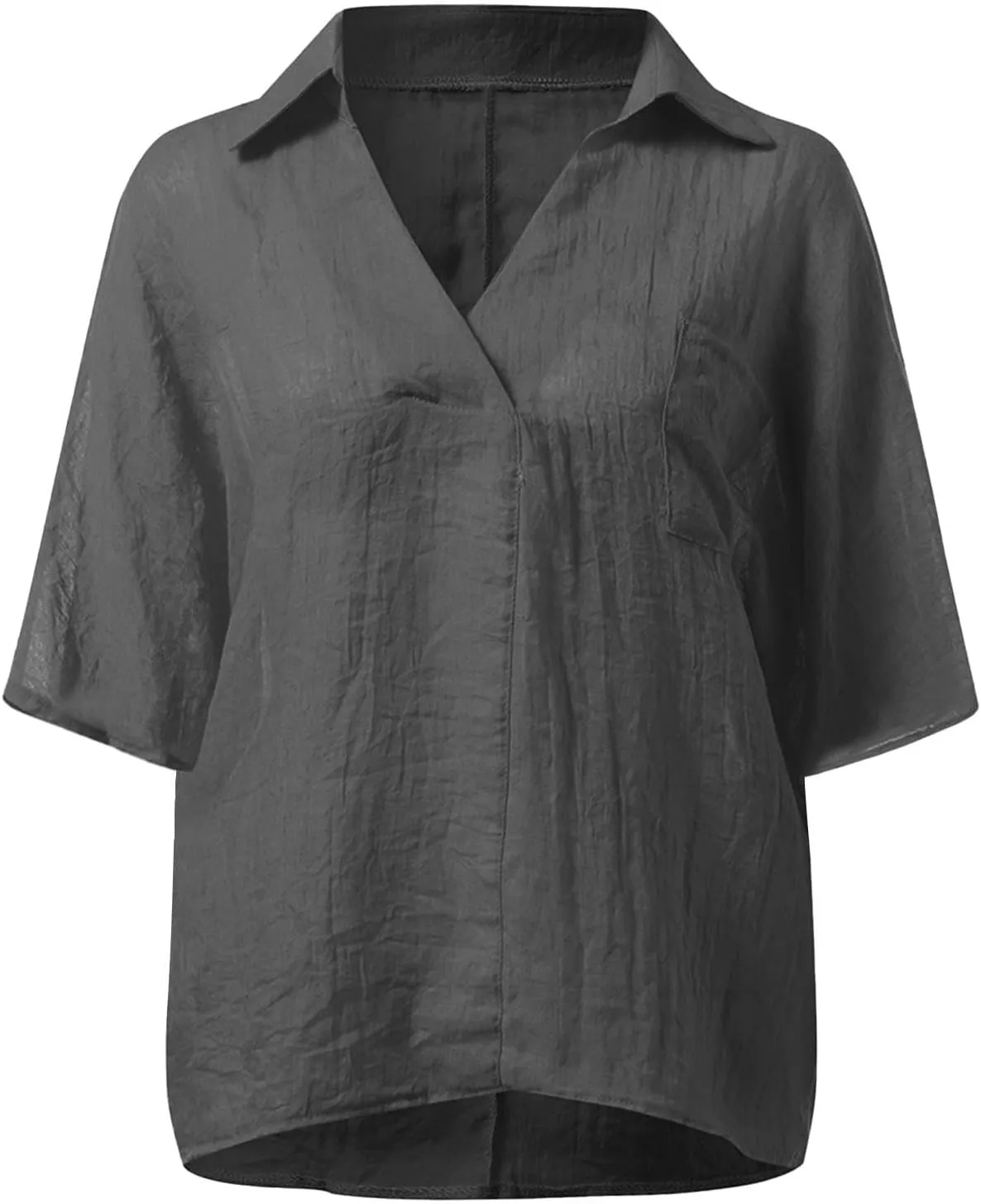 3/4 Sleeve Linen Tops for Women 2025 Oversized Loose Fit V Neck Shirts Summer Casual Beach Tunic Blouse Tee Sun Shirts