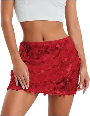 A Line Skirt for Party Low Rise Sequin Trendy Y2K Slim Fit Mini Skirts for Women Fashion Stylish Dance Clubwear