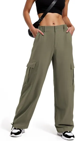 American Trends Cargo Pants Women Baggy Pants Y2K Parachute Pants with Multiple Pockets Trendy Lightweight Pants for Woman