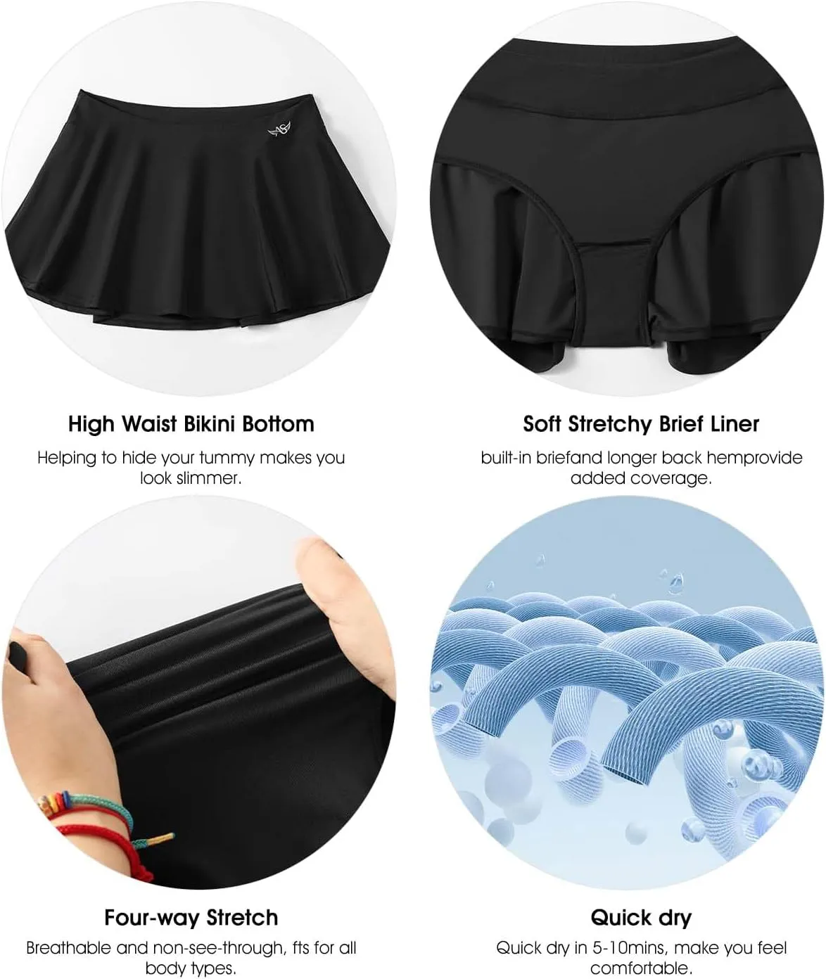 Angel season Swim Shorts Women High Waisted Bikini Bottom Tummy Control Bathing Suits Swimsuit Board Shorts with Liner