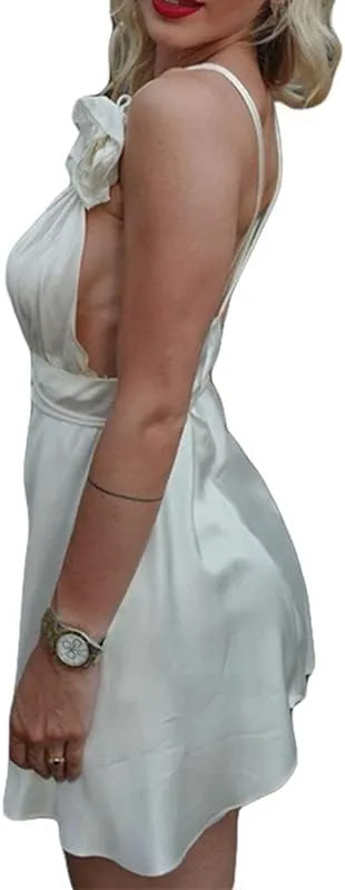 Argeousgor Women Sexy Spaghetti Strap Low Cut Sling Dress Summer Backless Sleeveless Slim Mini Dress Glitter TikTok Dresses