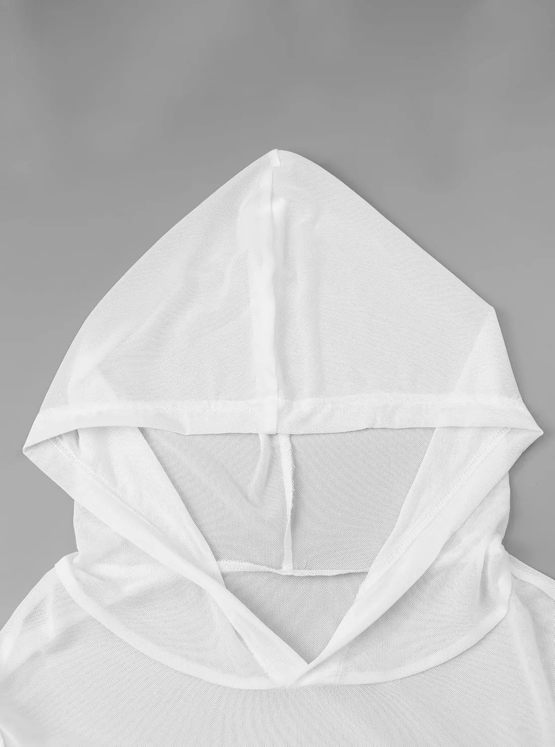 Avanova Women Mesh Sheer See Through Hoodie Long Sleeve Workout Hooded Crop Top