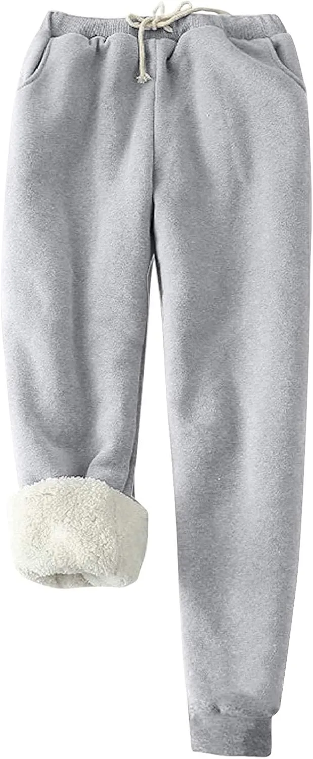 Baggy Fleece Lined Cinch Bottom Sweatpants Mens Sweatpants with Pockets Thicken Solid Color Yoga High Waisted Joggers
