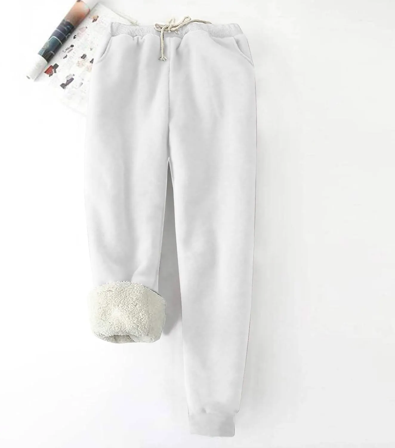 Baggy Fleece Lined Cinch Bottom Sweatpants Mens Sweatpants with Pockets Thicken Solid Color Yoga High Waisted Joggers