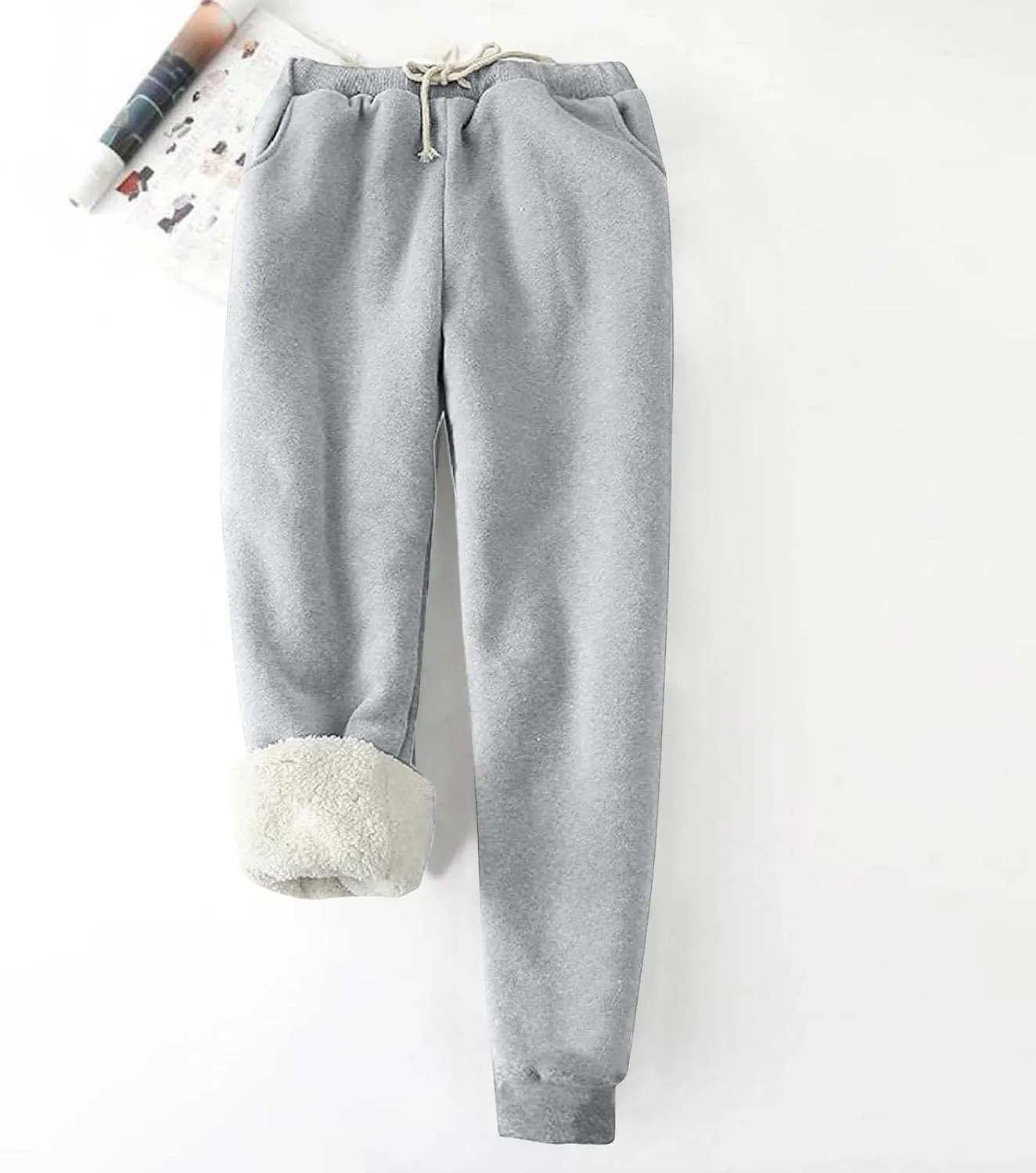 Baggy Fleece Lined Cinch Bottom Sweatpants Mens Sweatpants with Pockets Thicken Solid Color Yoga High Waisted Joggers