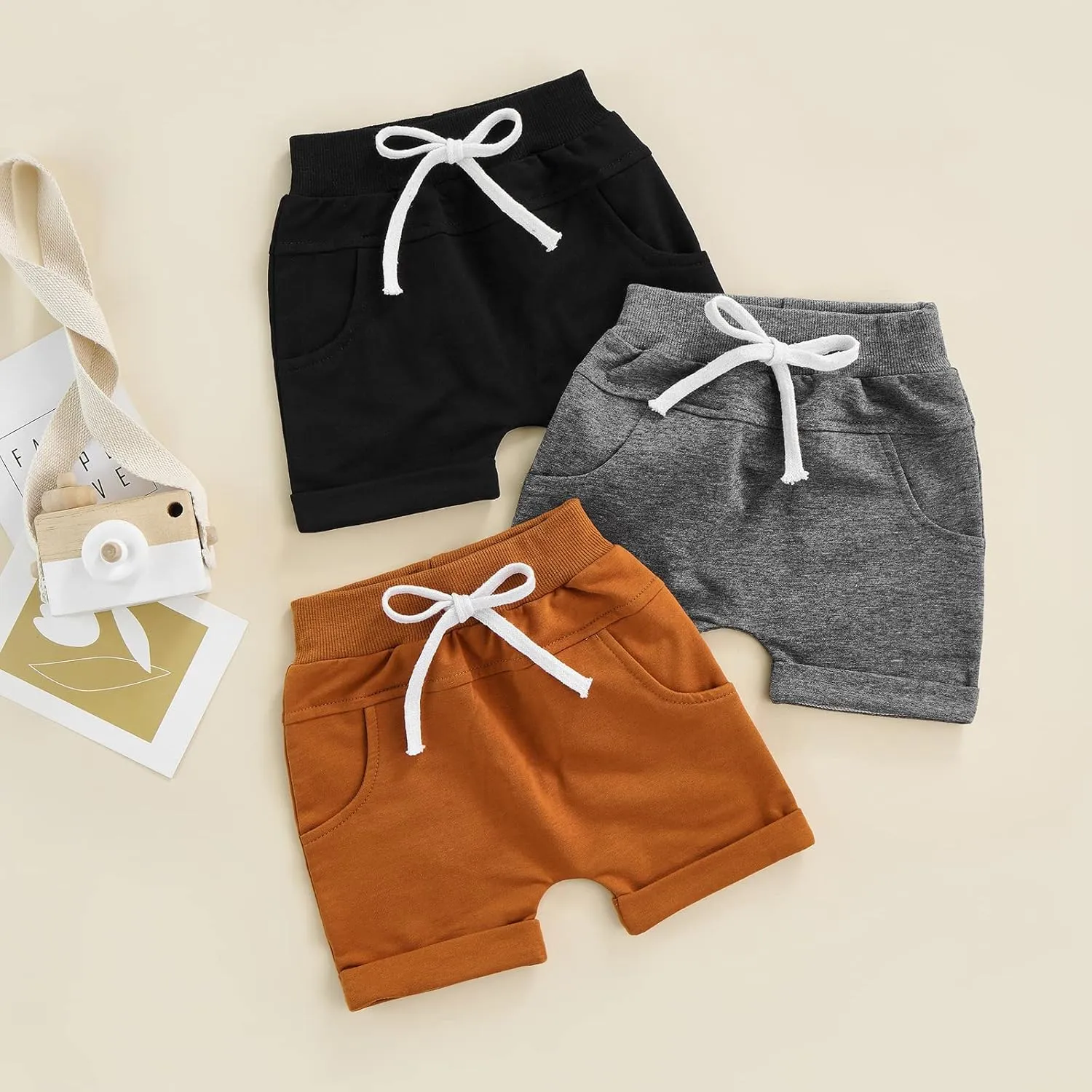 Bagilaanoe Toddler Baby Boy Shorts Summer Solid Plain Shorts Bloomers Casual Elastic Waist Jogger Shorts Bottoms
