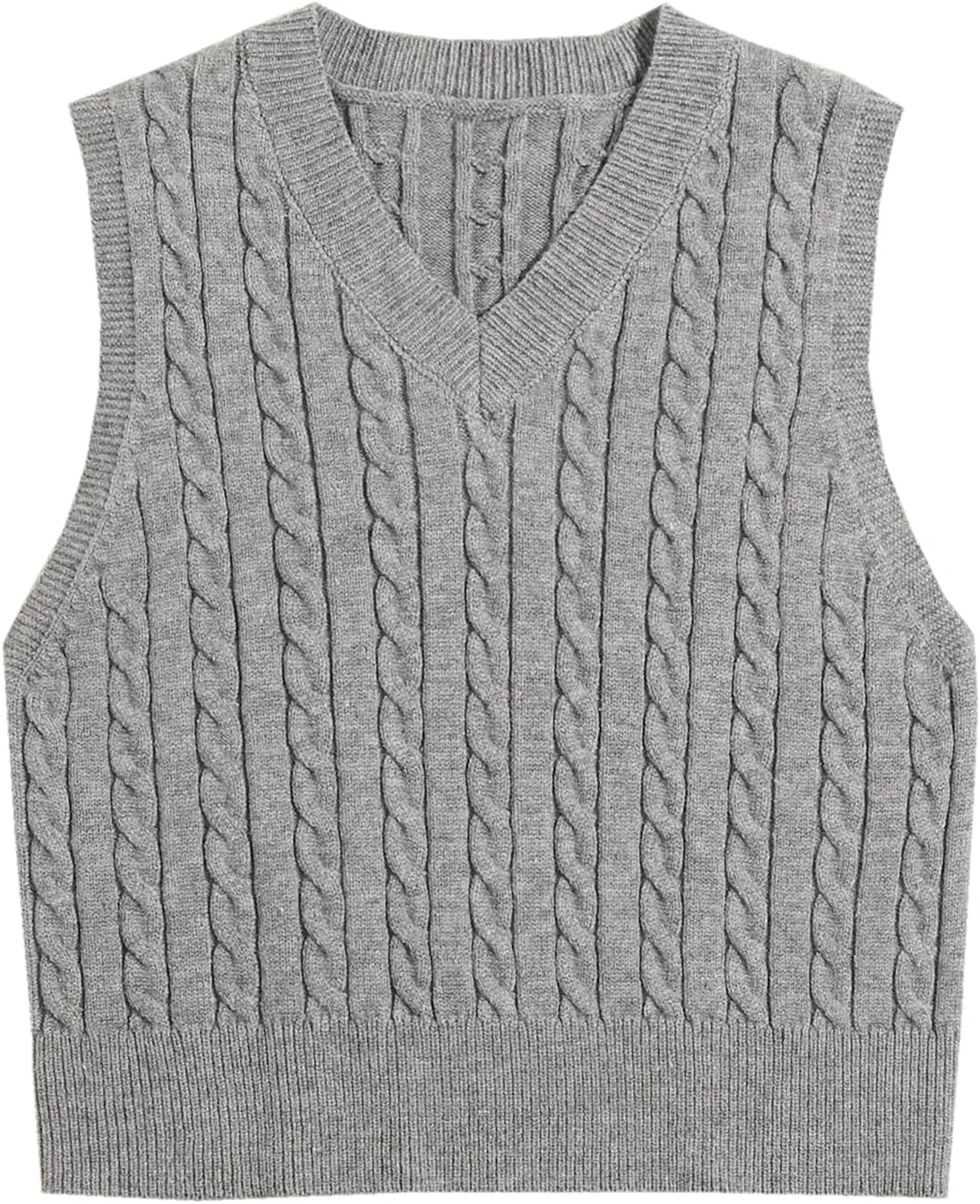 Betusline Women's Cable Knit Sleeveless Crop Sweater Vests