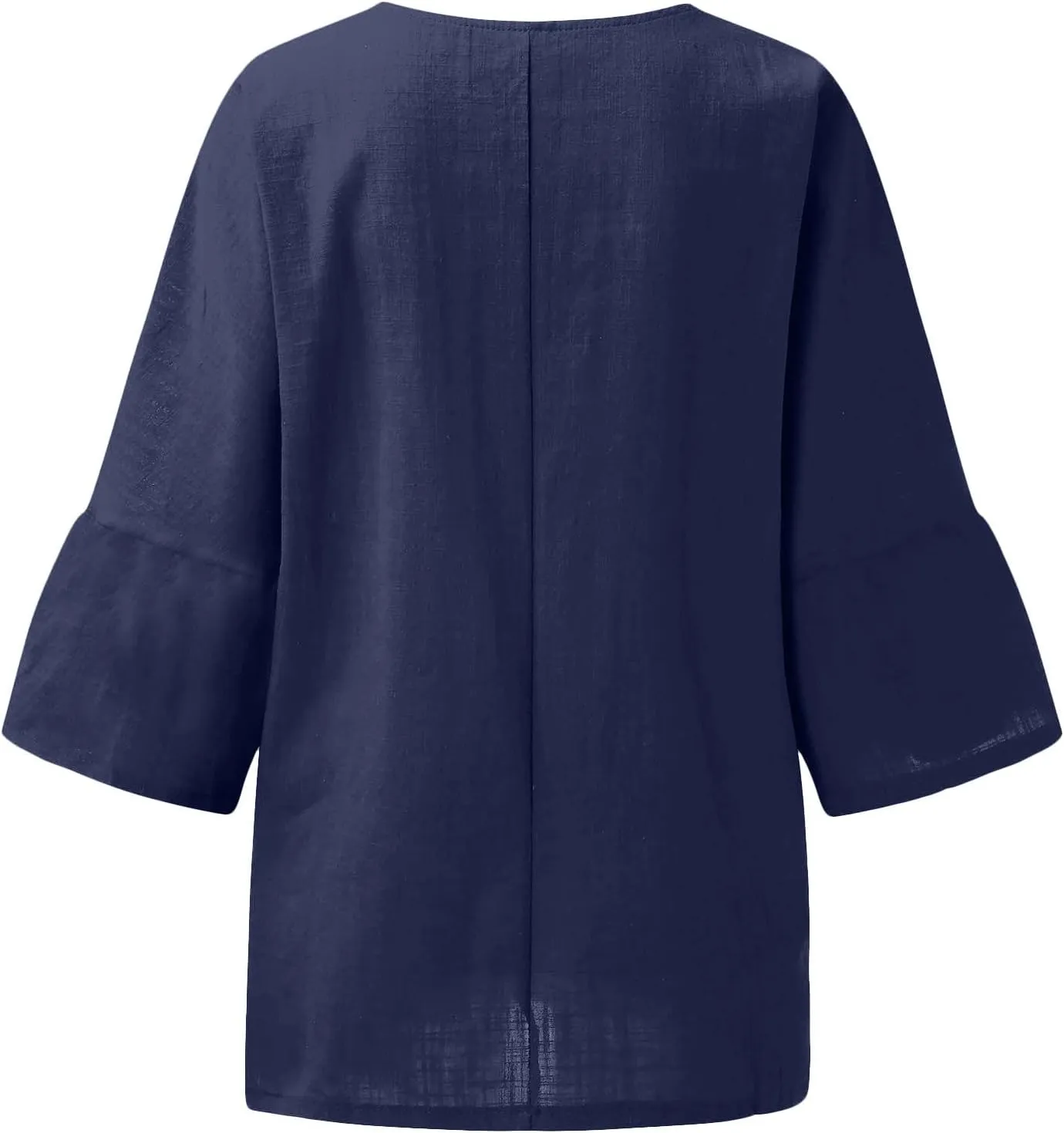 Binmer Plus Size Summer Linen Tops for Women 2024 Trendy Short Sleeve T-Shirts Loose Solid V Neck Tee Side Split Blouse S-5XL