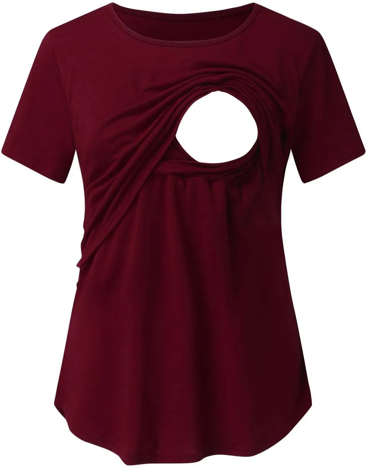 Binmer Women's Maternity Nursing Tops Casual Short Sleeve Breastfeeding Shirts 2 Pack Double Layer Summer Pregnancy Clothes