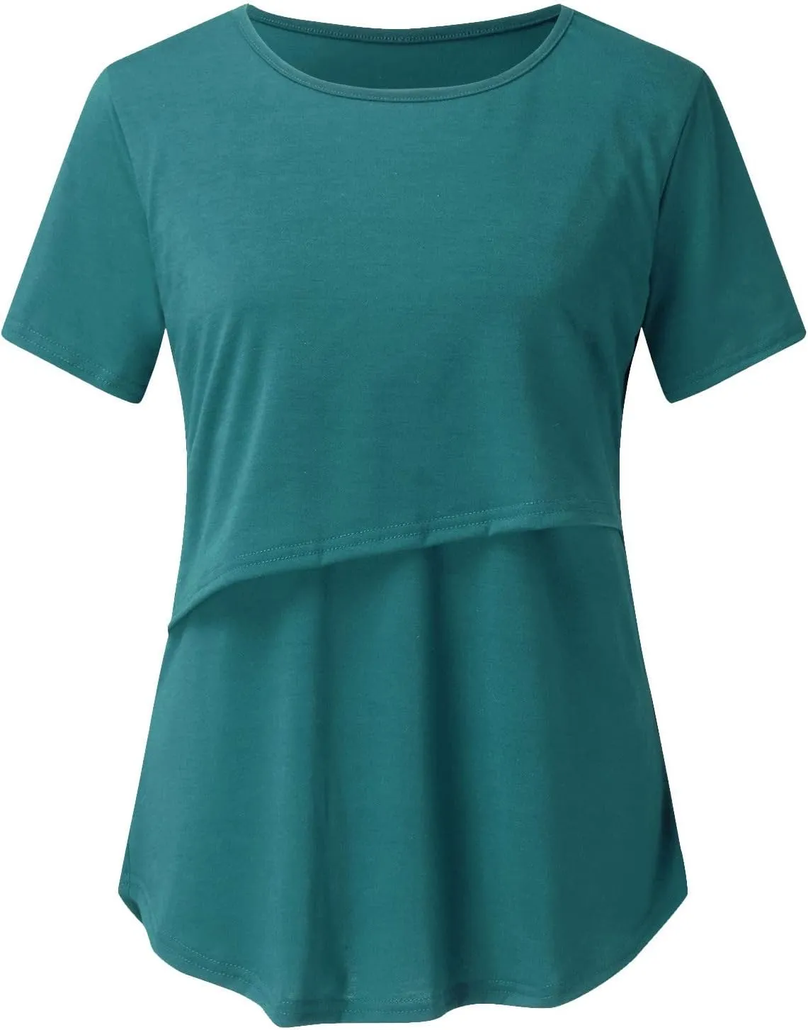 Binmer Women's Maternity Nursing Tops Casual Short Sleeve Breastfeeding Shirts 2 Pack Double Layer Summer Pregnancy Clothes