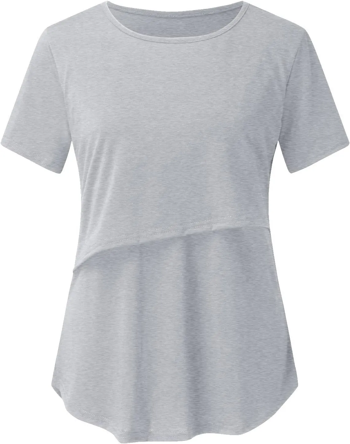 Binmer Women's Maternity Nursing Tops Casual Short Sleeve Breastfeeding Shirts 2 Pack Double Layer Summer Pregnancy Clothes