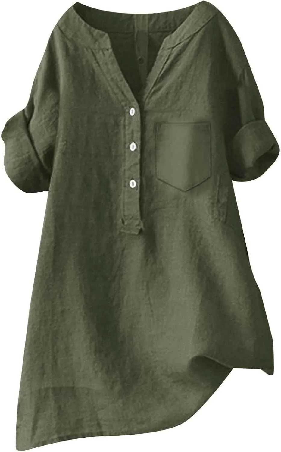 Boho Linen Shirts for Women 2025 Gauze Short Sleeve V Neck Button Loose Fit Blouses Vacation Dress Casual Tunic Tops