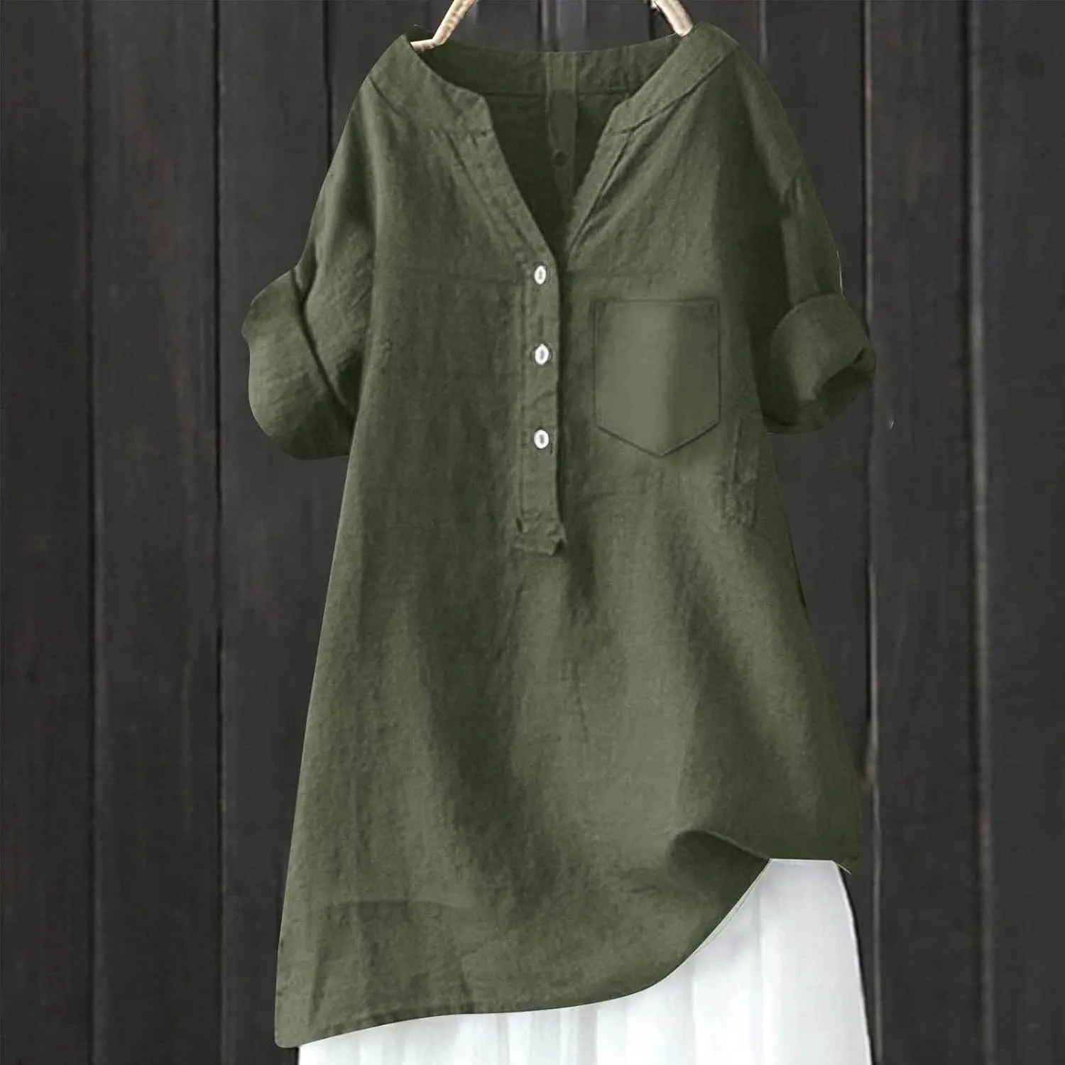 Boho Linen Shirts for Women 2025 Gauze Short Sleeve V Neck Button Loose Fit Blouses Vacation Dress Casual Tunic Tops