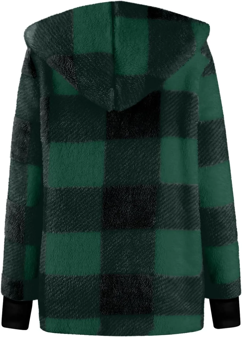 Buffalo Plaid Cardigan for Women Comfy Fuzzy Cable Knit Sweaters Color Block Long Sleeve Hooded Open Front Cardigan