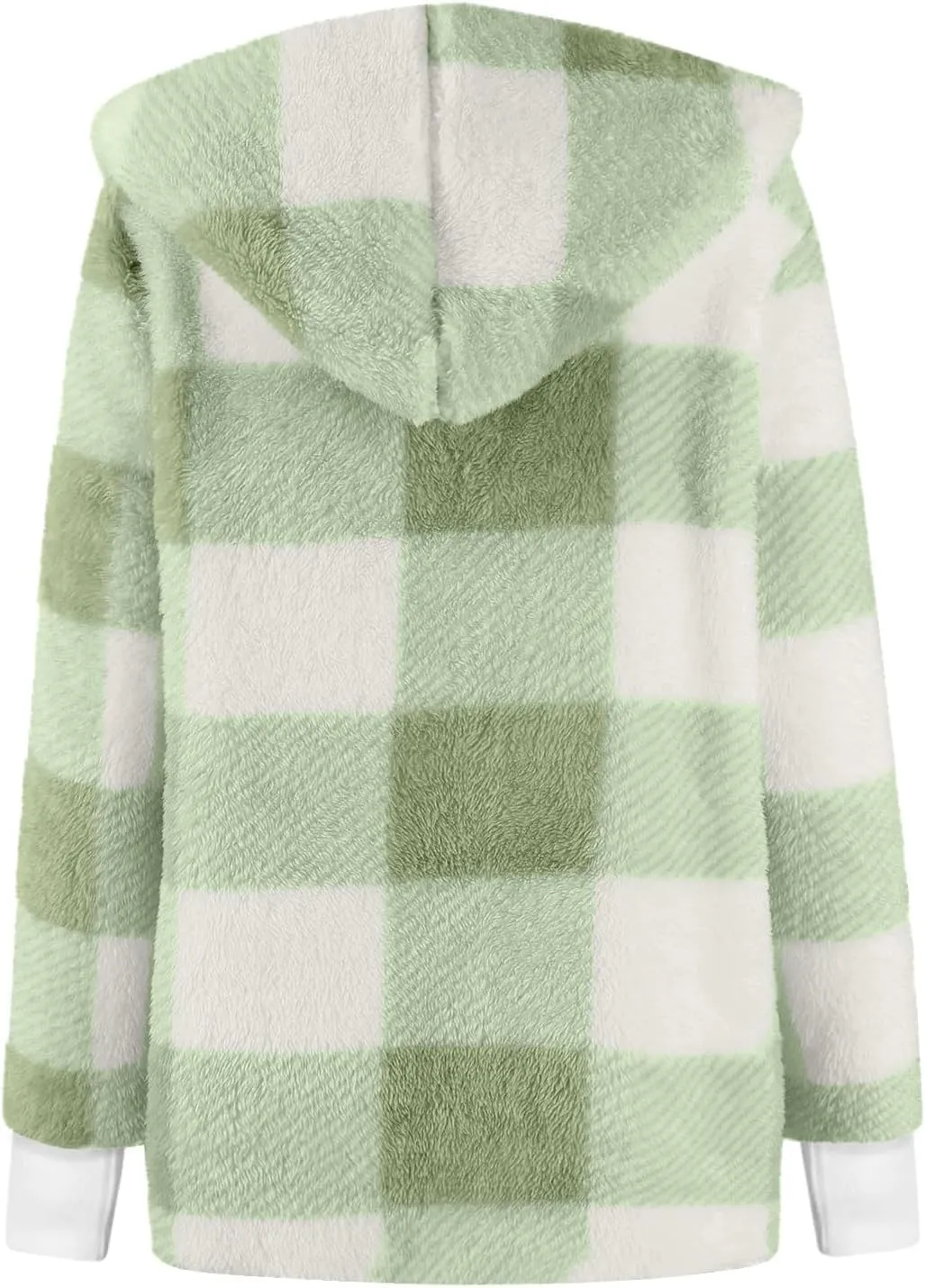 Buffalo Plaid Cardigan for Women Comfy Fuzzy Cable Knit Sweaters Color Block Long Sleeve Hooded Open Front Cardigan