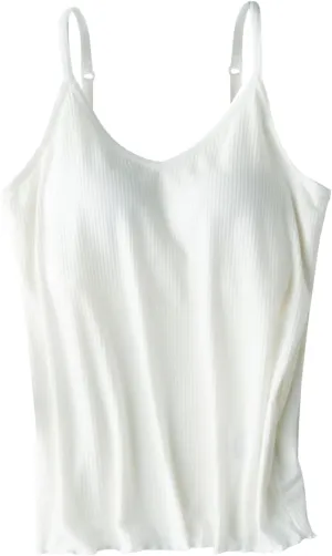 Built in Bra Tank Tops for Women Adjustable Spaghetti Strap Camisole Basic Cami Vest Summer 2025 Casual Undershirts