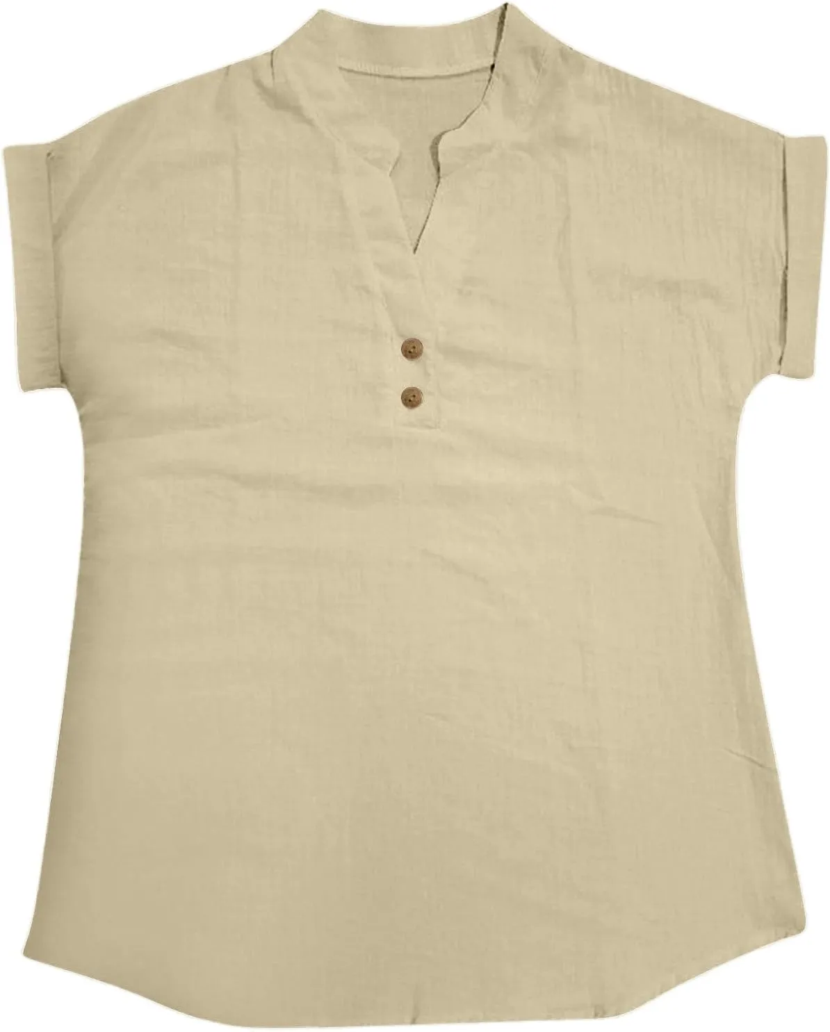 Button Down Linen Shirt for Women V Neck Short Sleeve Summer Tshirt Loose Fit Lightweight Casual Plus Size Tunic Tops