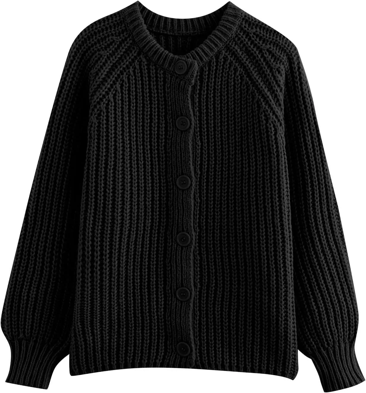 Cardigan Sweaters for Women Fall Crew Neck Loose Fit Open Front Cardigan Long Sleeve Button Chunky Knit Sweater