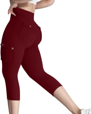 Cargo Leggings with Pockets for Women Plus Size High Waisted Tummy Control Leggings Scrunch Butt Lifting Yoga Pants