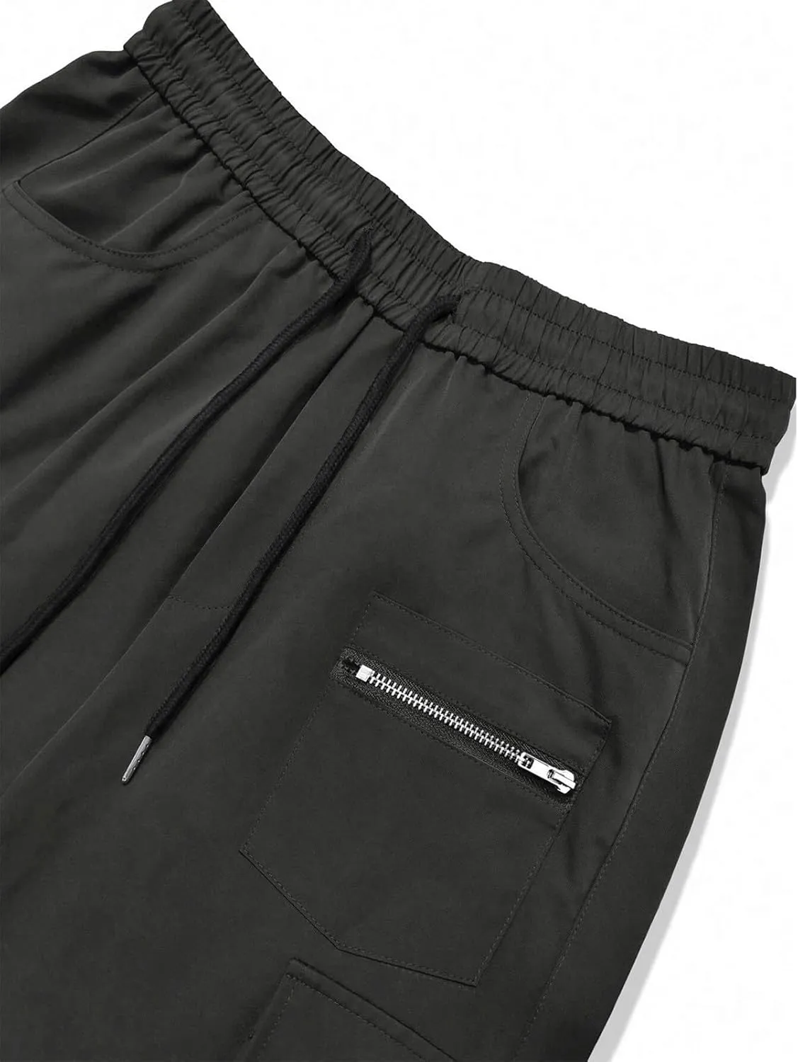 Cargo Pants Men Loose Fit Multi Pocket Bottoms Elastic Waist Straight Leg Tactical Workwear Adventure