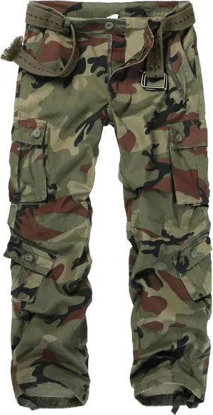 Cargo Pants Women, Camo Hiking Pants, Casual Y2K Parachute Pants with Zipper Pockets