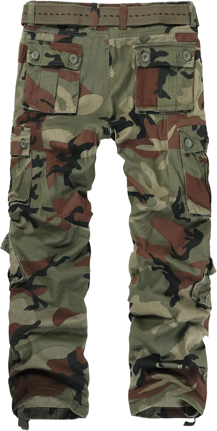 Cargo Pants Women, Camo Hiking Pants, Casual Y2K Parachute Pants with Zipper Pockets