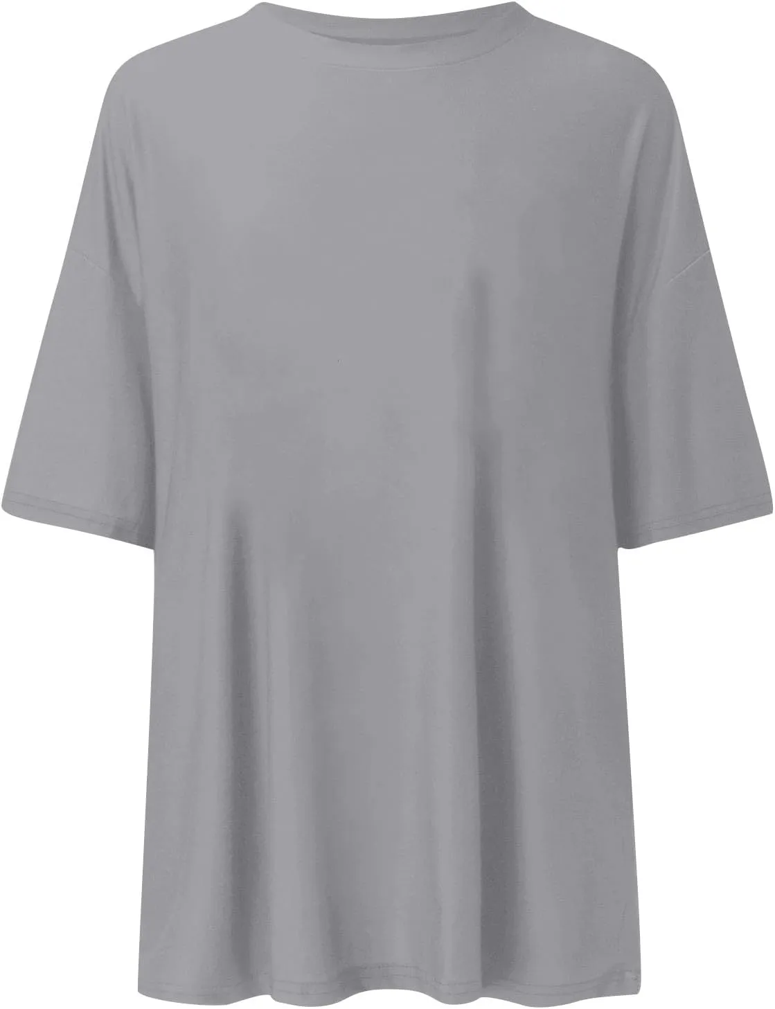 Casual T Shirts for Women Oversized Solid Short Sleeve Tees Plus Size Crew Neck Drop Shoulder Summer Basic Daily Tops