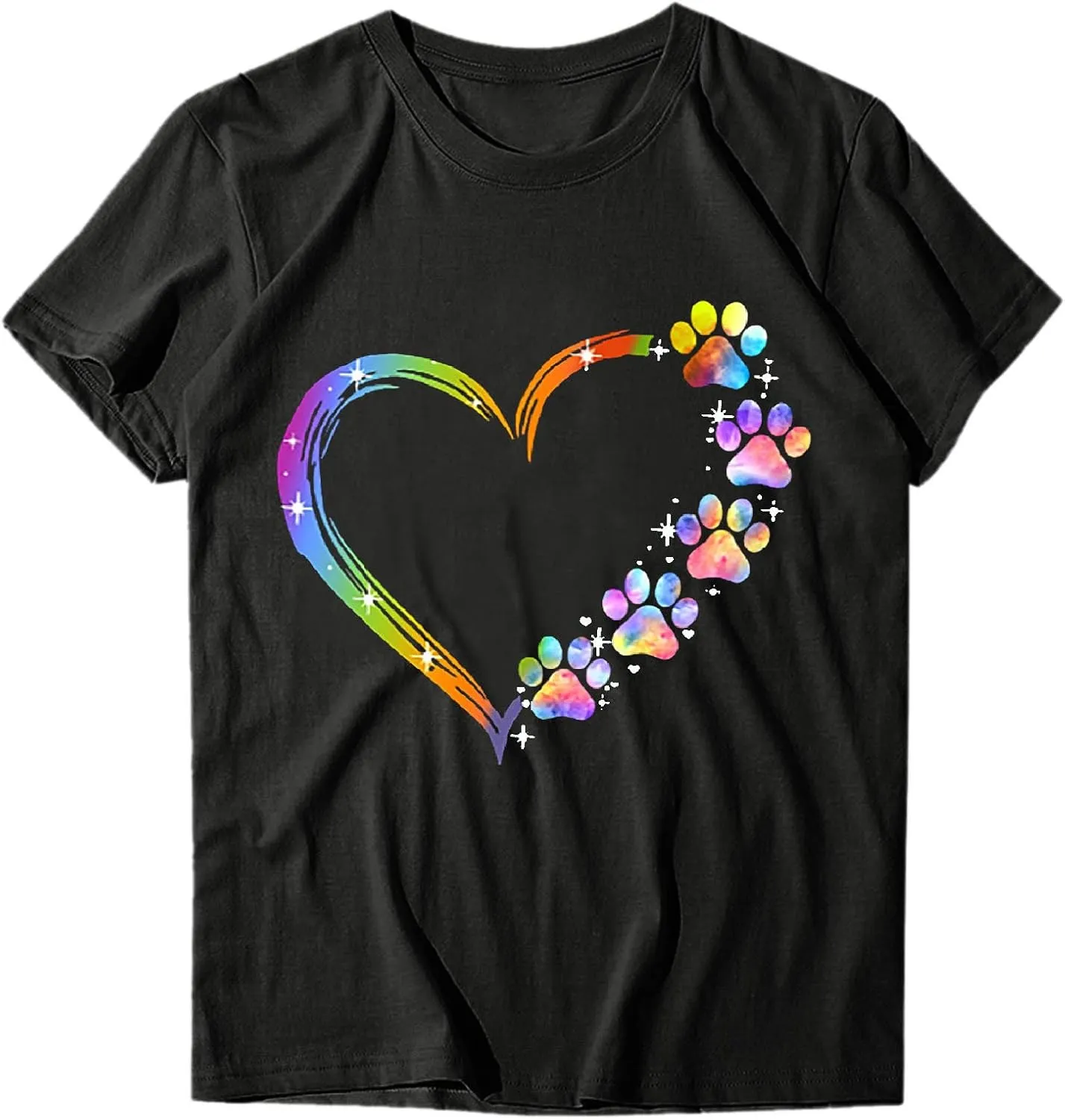 Ceboyel Women Love Heart Print Graphic Tees Short Sleeve Casual Blouses Crew Neck Cute T Shirts Trendy Ladies Clothes 2023
