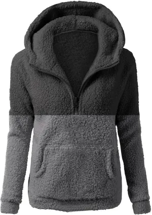 Ceboyel Womens Fleece Zip Up Jacket With Hood Sherpa Teddy Winter Coat Fuzzy Shearling Hoodie Trendy 2023 Outerwear Clothing