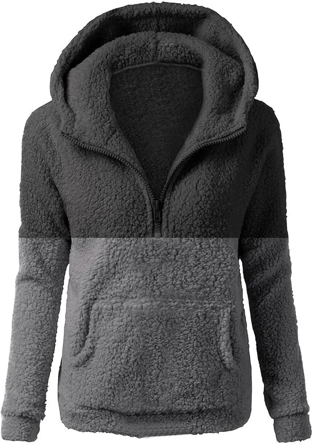 Ceboyel Womens Fleece Zip Up Jacket With Hood Sherpa Teddy Winter Coat Fuzzy Shearling Hoodie Trendy 2023 Outerwear Clothing
