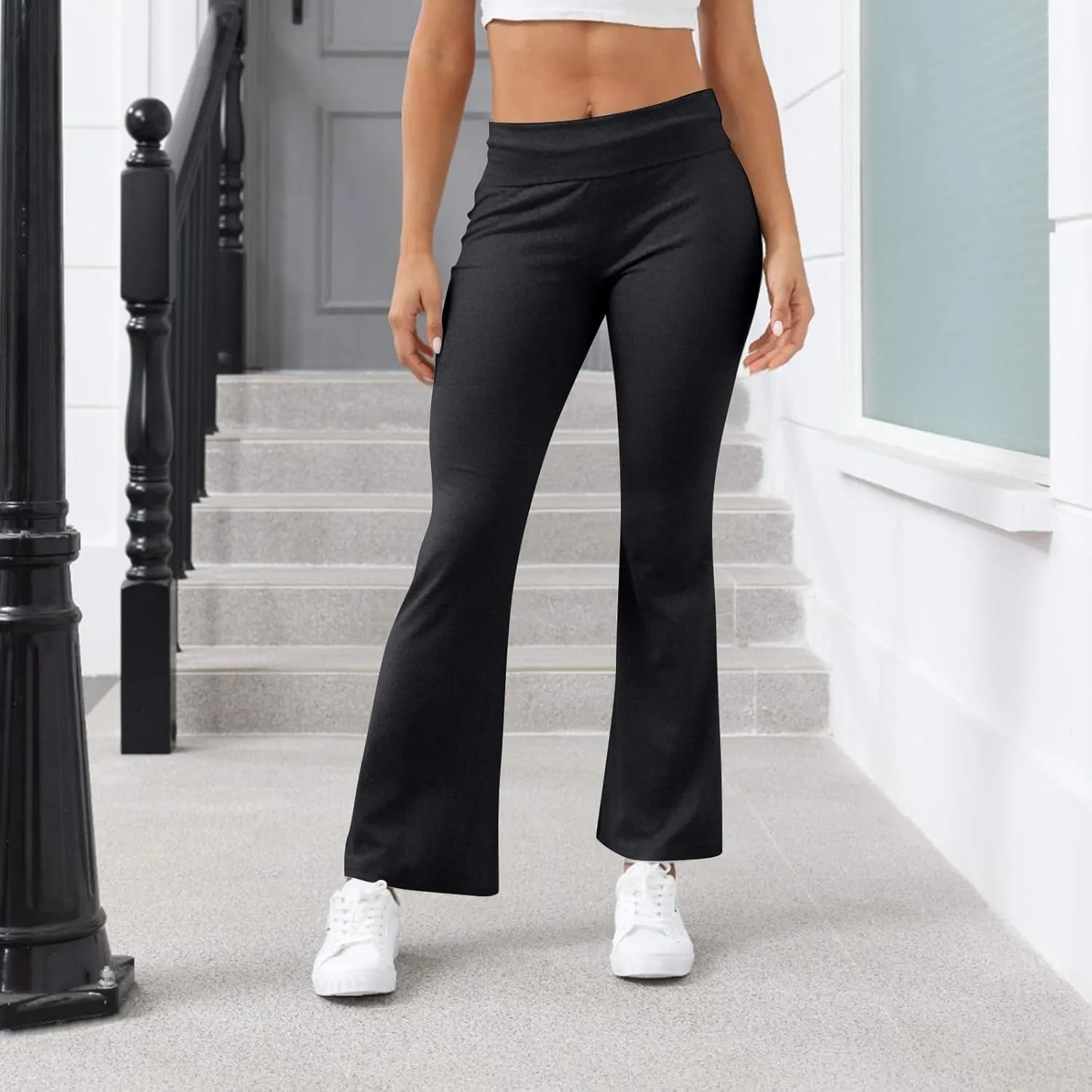 ChicCrate Flare Wide Leg Sweatpants Women Baggy Drawstring Athletic Pants High Waisted Joggers Pants Bell Bottoms