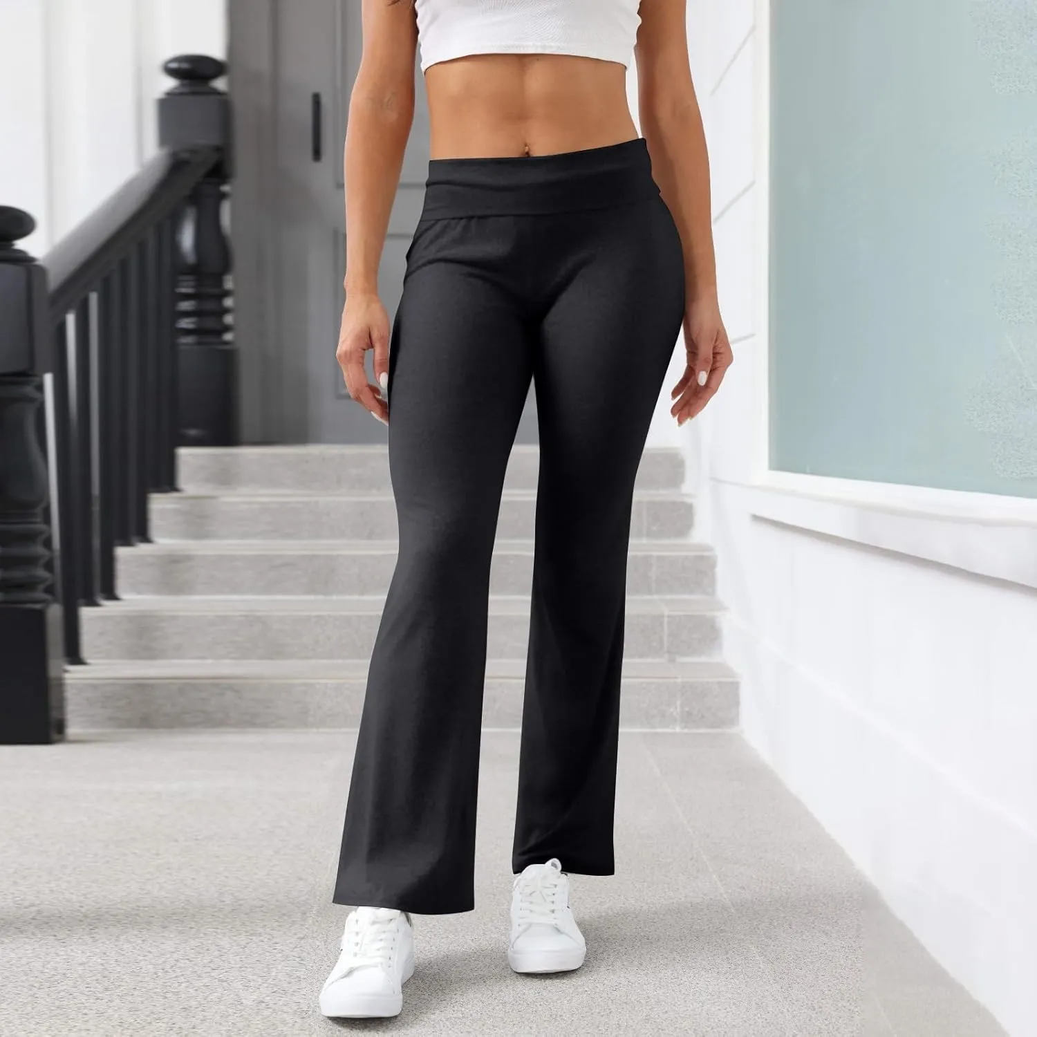 ChicCrate Flare Wide Leg Sweatpants Women Baggy Drawstring Athletic Pants High Waisted Joggers Pants Bell Bottoms
