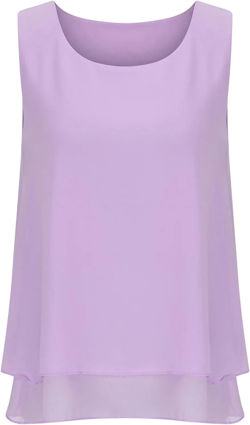 Chiffon Tank Tops for Women Summer Sleeveless Double Layer Ruffle Hem Shirts Casual Plus Size Loose Fit Solid Blouse