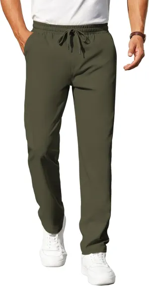COOFANDY Mens Casual Pants Elastic Waist Chino Pants Lightweight Drawstring Pants with Pockets