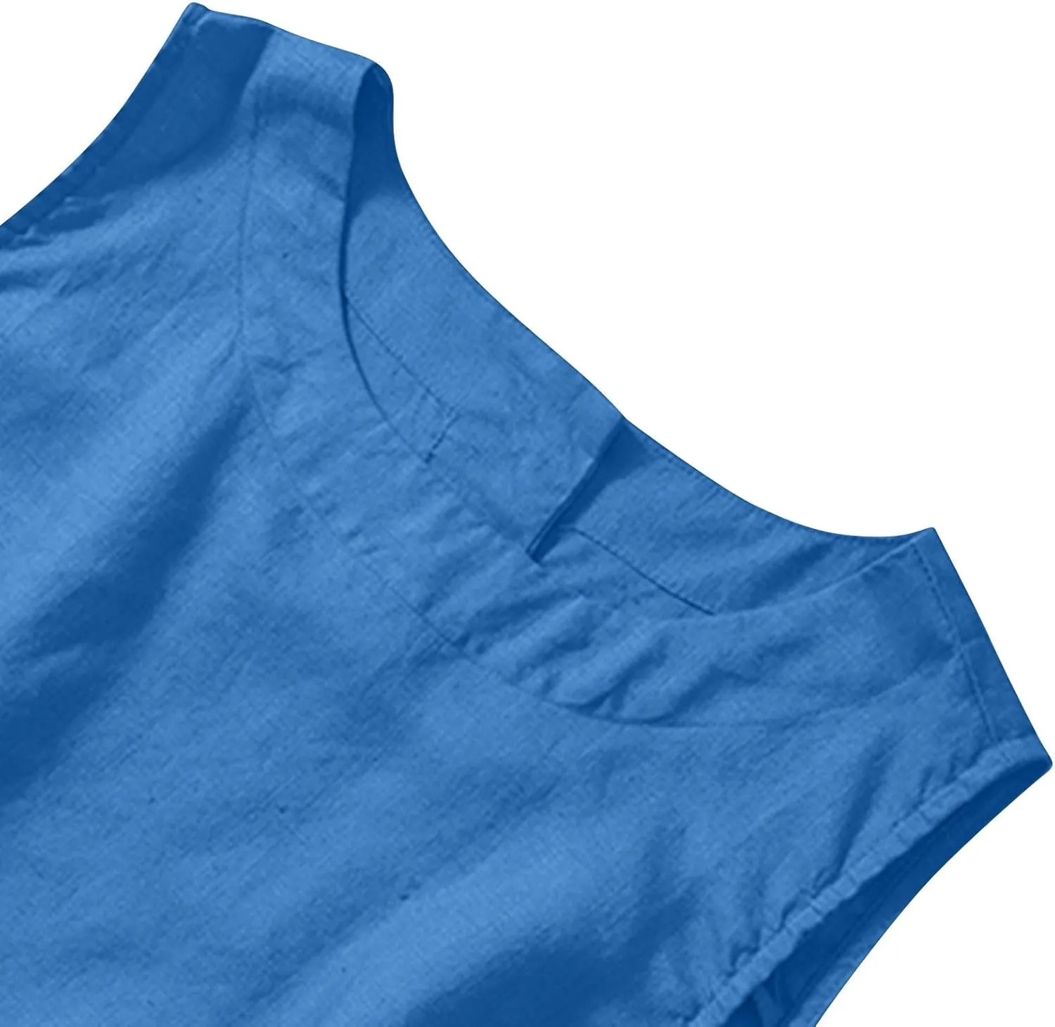 Cotton Linen Tank Tops for Women Summer Vacation Tops Loose Fit Sleeveless Round Neck Shirts Beach Tees Vests