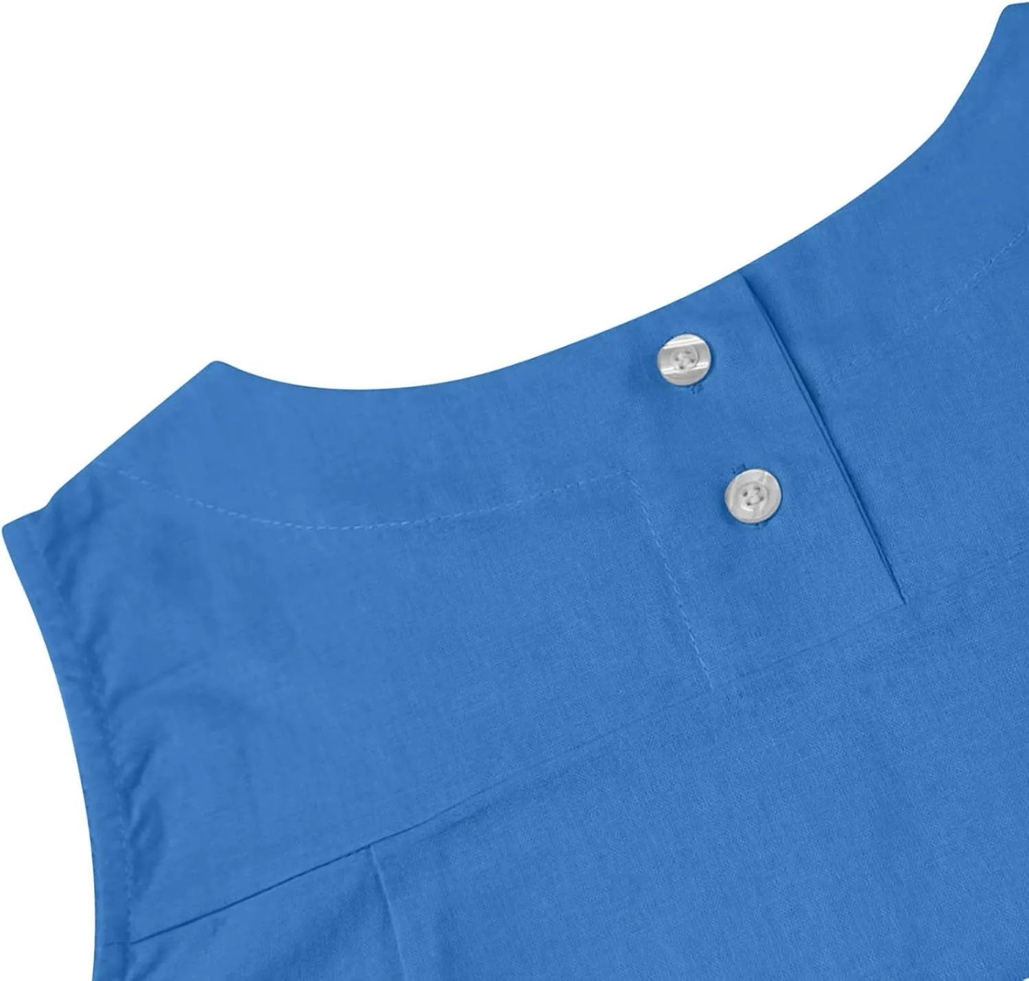 Cotton Linen Tank Tops for Women Summer Vacation Tops Loose Fit Sleeveless Round Neck Shirts Beach Tees Vests