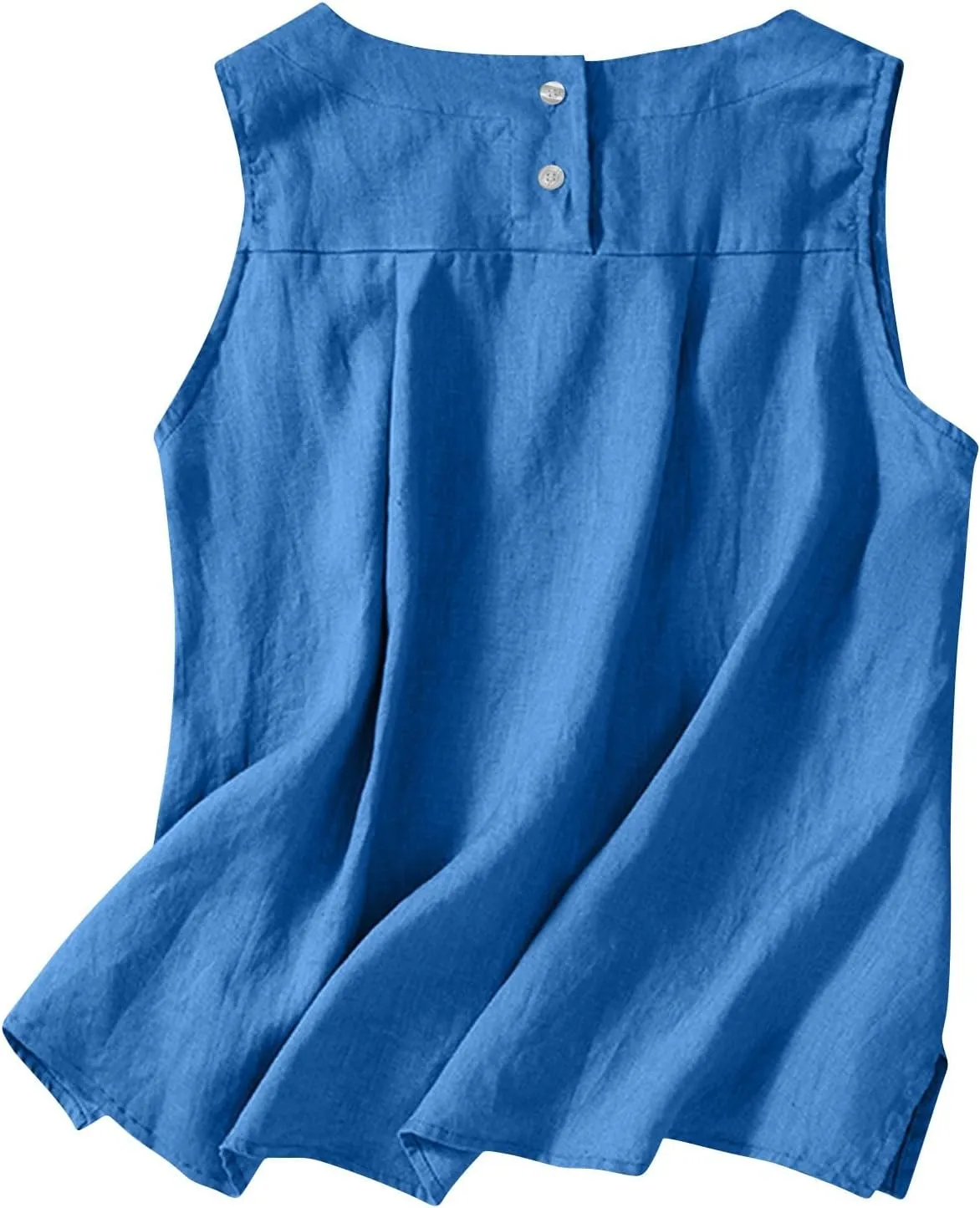 Cotton Linen Tank Tops for Women Summer Vacation Tops Loose Fit Sleeveless Round Neck Shirts Beach Tees Vests