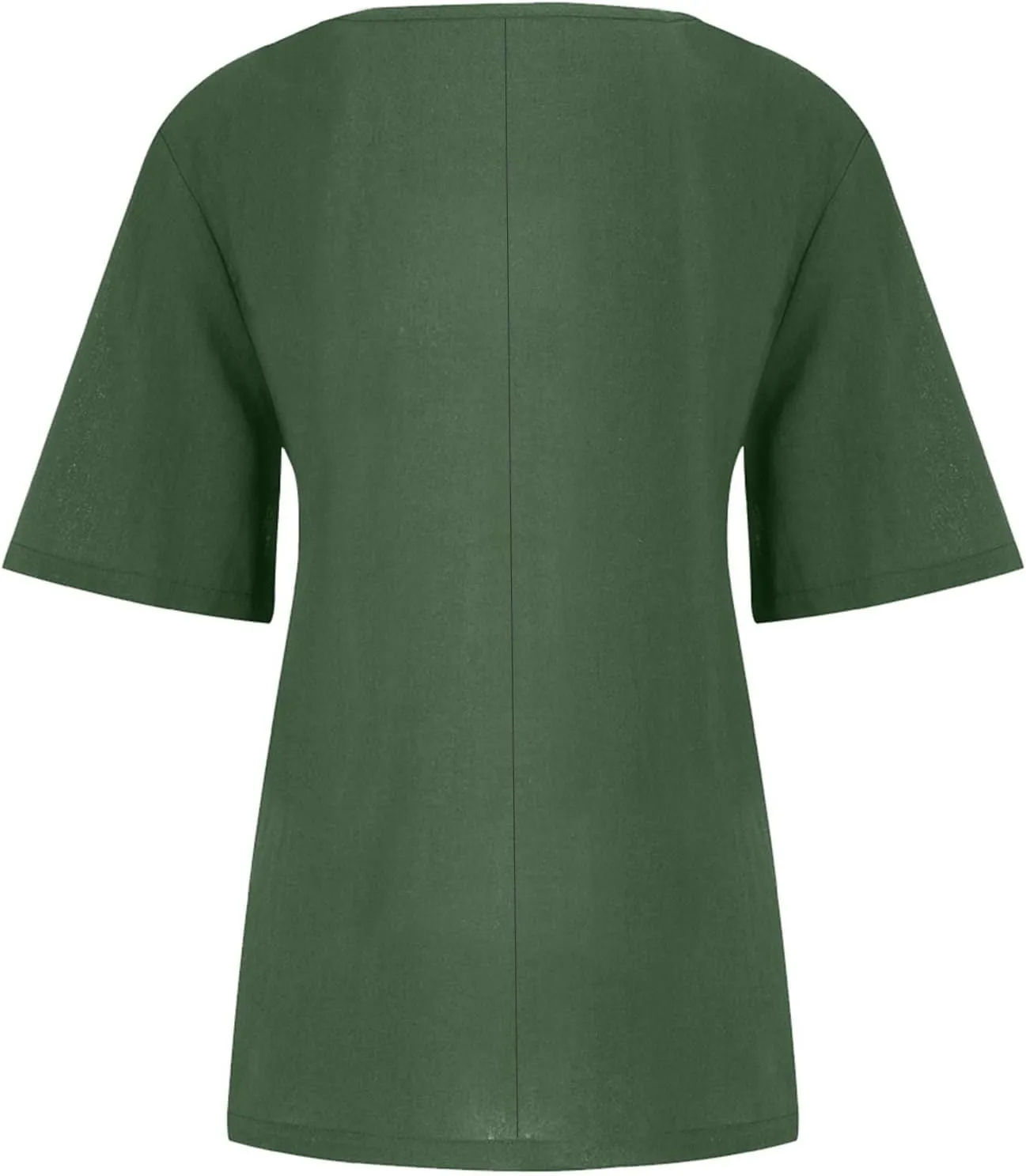 Cotton Linen Tops for Women 2025 Summer Casual Roll Up Short Sleeve T-Shirt Loose Fit Solid Color Tees Blouses