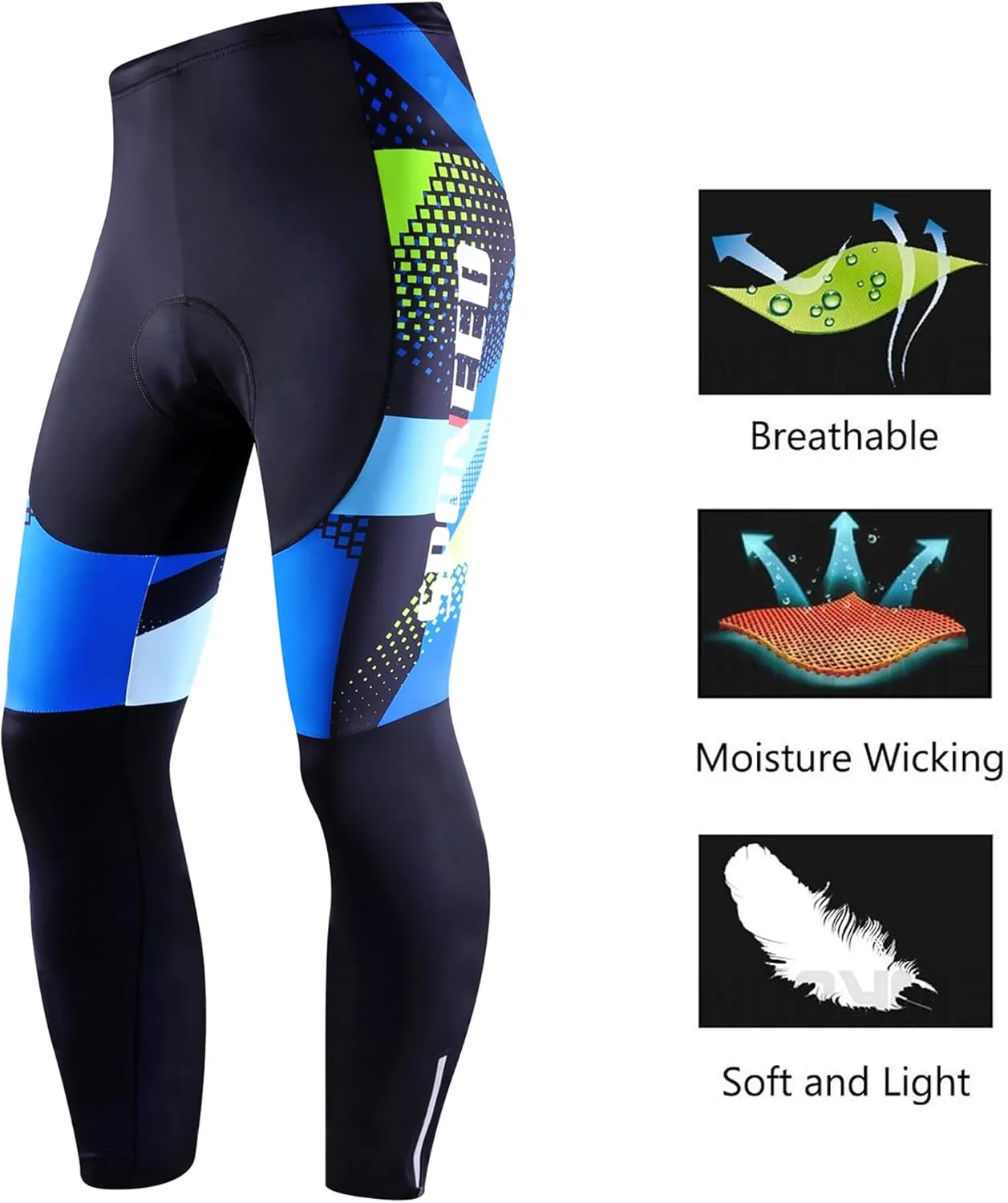 Cycling Pants for Men Road Bike Compression Tights Winter Biking Bottoms with Padding UV Proof
