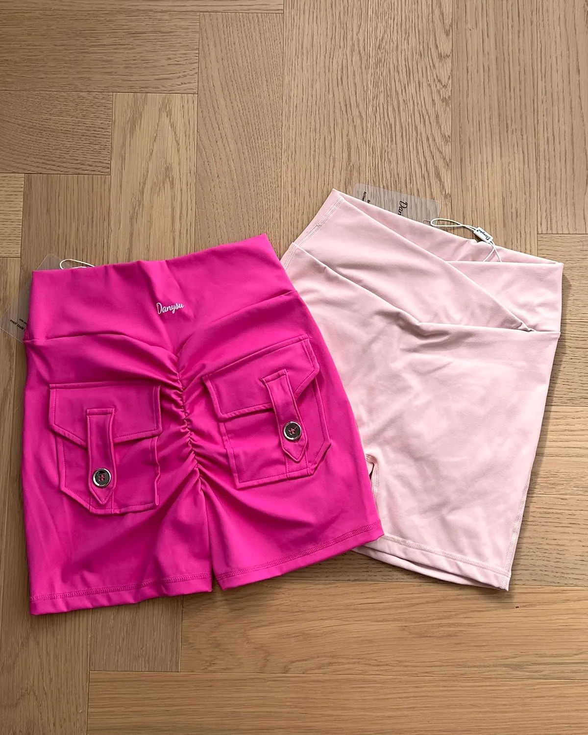 Danysu Women Pocket Shorts Cross High Waist Scrunch Butt Booty Workout Lifting Athletic Gym Bottoms