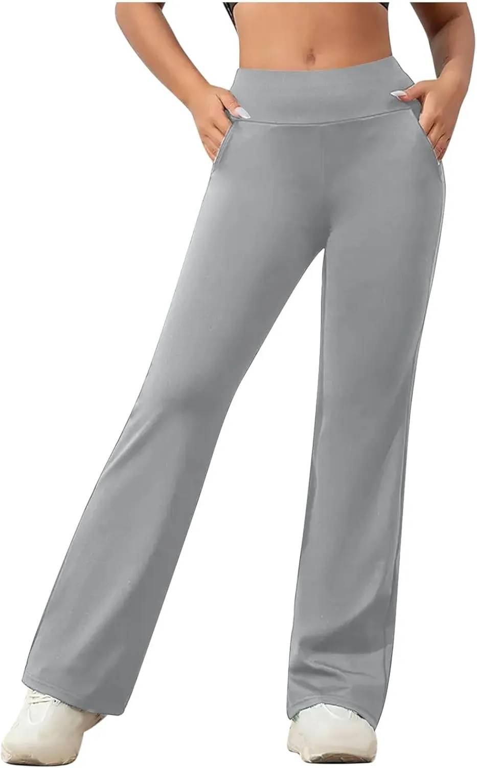 DDAPJ pyju Women's Yoga Dress Pants Bootcut Work Slacks Stretch Straight Leg Pants Trousers High Waisted Pants with Pockets