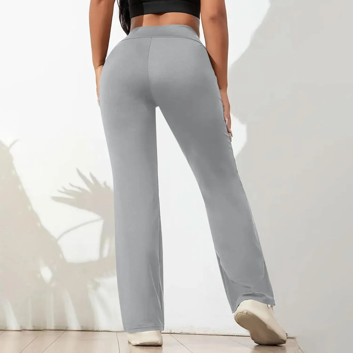 DDAPJ pyju Women's Yoga Dress Pants Bootcut Work Slacks Stretch Straight Leg Pants Trousers High Waisted Pants with Pockets