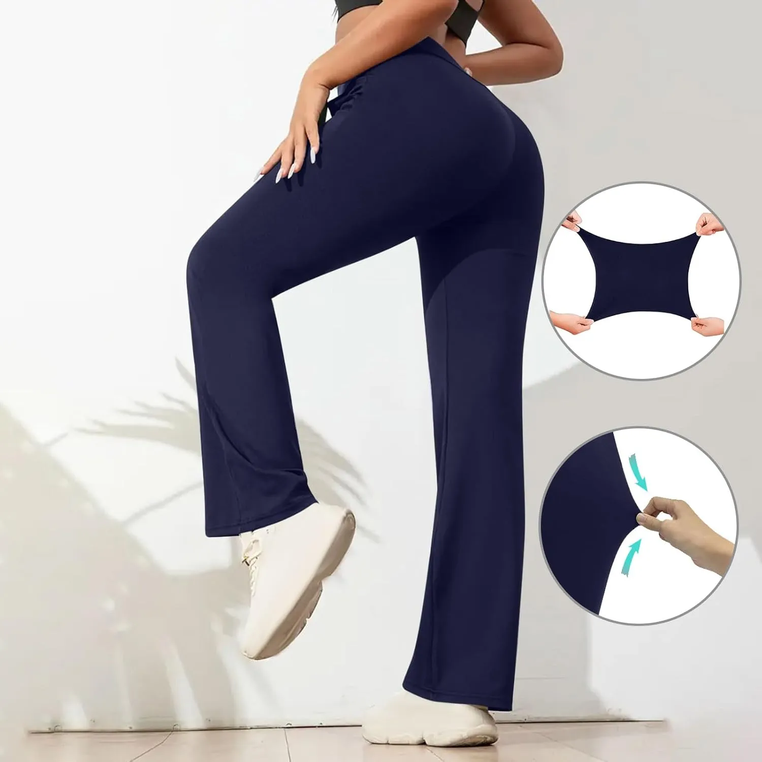 DDAPJ pyju Women's Yoga Dress Pants Bootcut Work Slacks Stretch Straight Leg Pants Trousers High Waisted Pants with Pockets