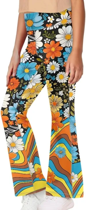 DISNIMO Girls' Flare Leggings High Waisted Bootcut Yoga Pants Kids Bell Bottoms Leggings Full Length
