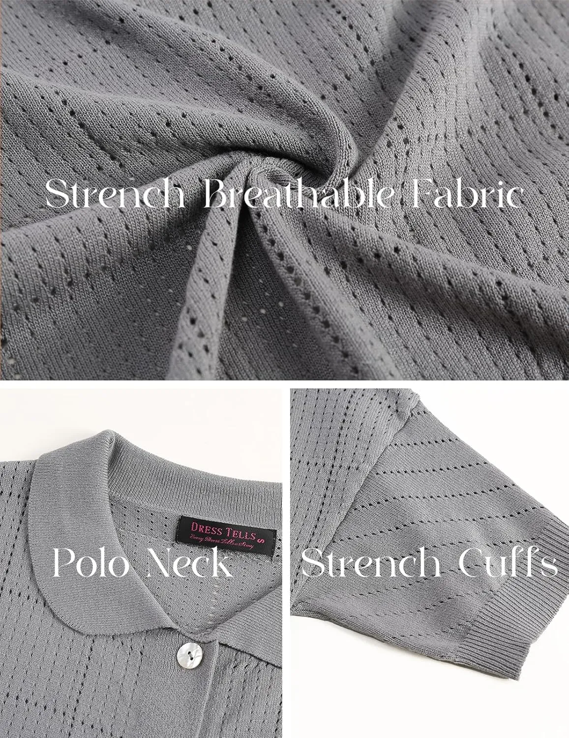 DRESSTELLS Women's Summer Cardigans 2025 Spring Tops Knit Short Sleeve Blouse Business Casual Tops 2025