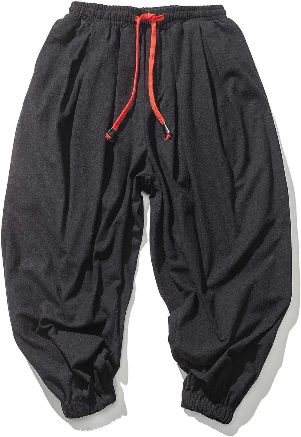 Dudubaby Men Casual Pants Mens Baggy Pants Drawstring Cotton Linen Wide Leg Yoga Pants Solid Color Baggy Pants