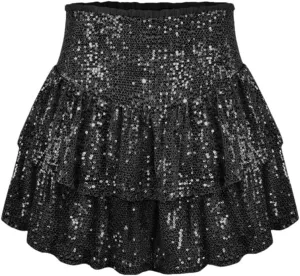 Dvbfufv Women Party Skirts Women Spring Summer Sexy High Waist Sequin Mini Skirts Women Pleated Skirts Women Clothing